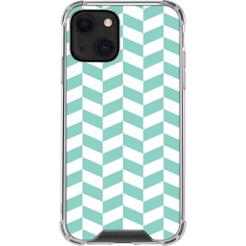 Blue White Chevron iPhone 14 Clear Case